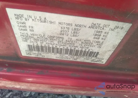 2011 Mitsubishi Galant Es/Se from USA, damaged, VIN 4A32B3FF4BE012901